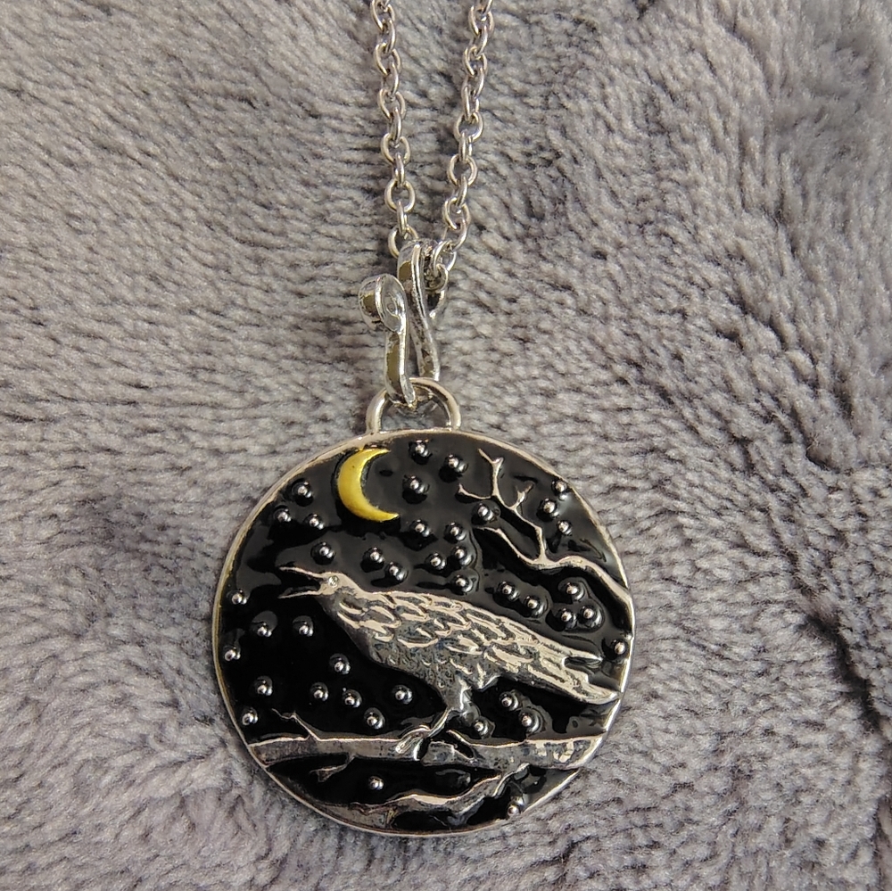 Raven Moon Pendant Necklace